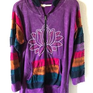 Yoga Festival Boho Hooded Jacket Size 2x
